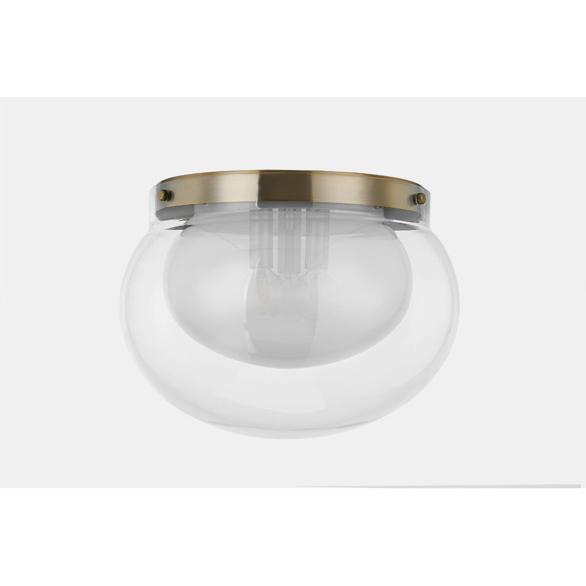 Magma 3 Light 14.25 inch Patina Brass Flush Mount Ceiling Light